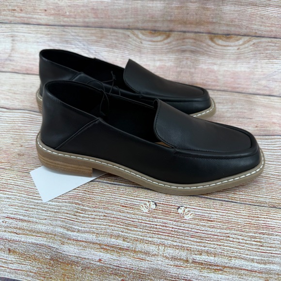 DV Dolce Vita Shoes - DV Dolce Vita Flirty Black Square Toe Loafers Low Stacked Heel DW624921 W 8.5